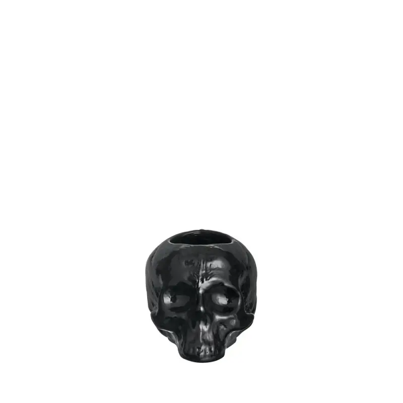 Kosta Boda Still Life skull ljuslykta i svart